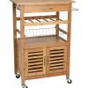 Excellent Houseware Keukentrolley - met kast - hout - 60 x 84 x 36 cm