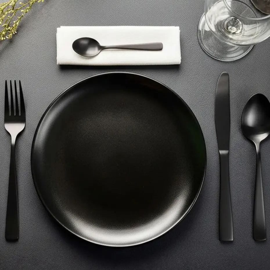Excellent Houseware tafel bestek - 16x delig - mat zwart - rvs