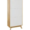 Ezra - Schoenenkast met 3 kleppen in eiken / witte spaanplaat