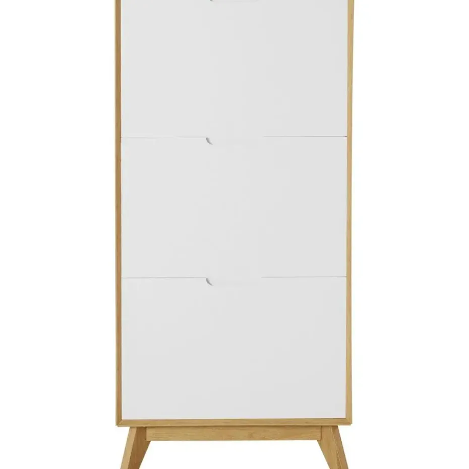 Ezra - Schoenenkast met 3 kleppen in eiken / witte spaanplaat