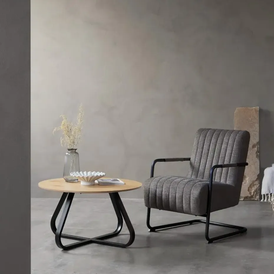 Fauteuil Stof/Metaal Donkergrijs - Incl. Armleuning - Trout