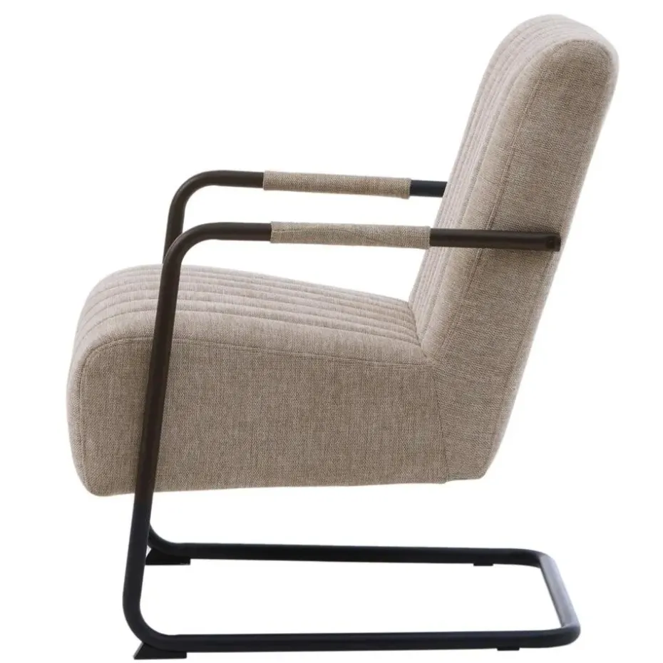 Fauteuil Stof/Metaal Zandkleur - Incl. Armleuning - Trout - Set van 2