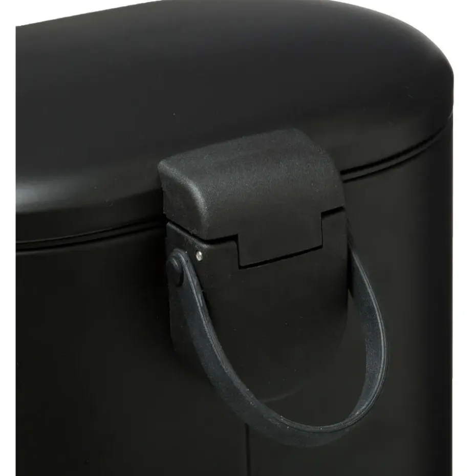 5Five - Prullenbak/pedaalemmer zwart rvs metaal 6 liter - 15x24x30 cm