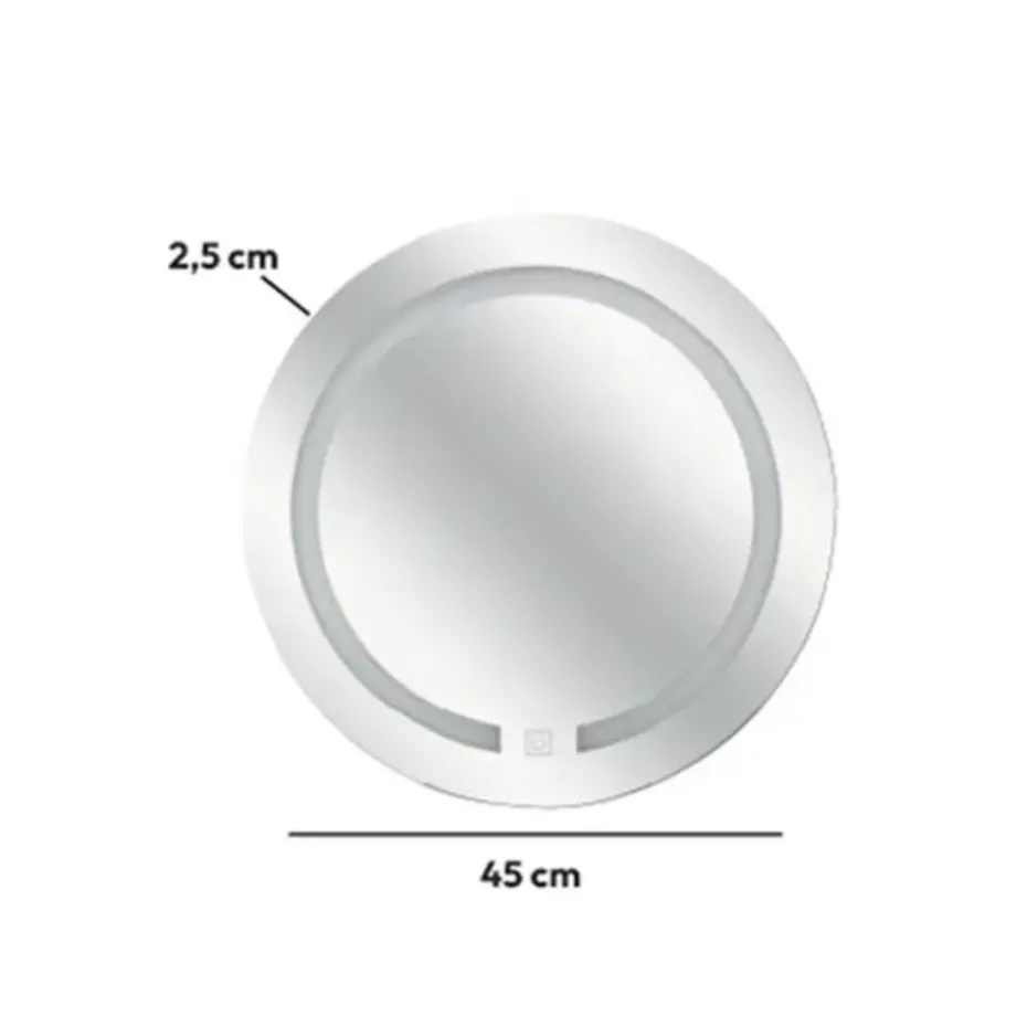5Five Badkamer wandspiegel LED - batterij - zilver - D45 cm
