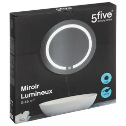 5Five Badkamer wandspiegel LED - batterij - zilver - D45 cm