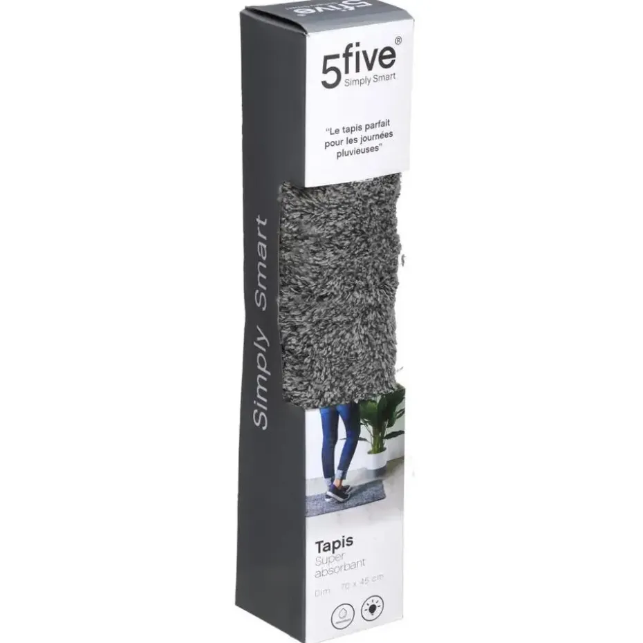 5Five Deurmat - zwart - absorberend - droogloopmat - 70 x 45 cm