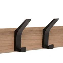 5Five Kapstok - 4 ophang haken - RVS - bruin/zwart - 45 x 10 cm