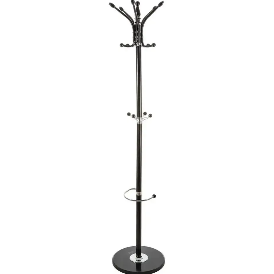 5Five kapstok - zwart - metaal/kunststof - 14 haaks - 37 x 182 cm