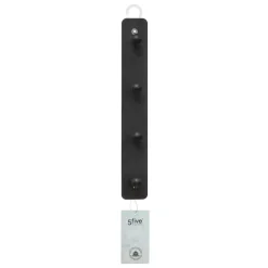 5Five Kapstok rek voor wand/muur - zwart - 4 ophanghaken - B35 cm