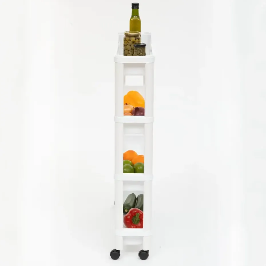 5Five Keuken/badkamer trolley 4 laags - 37 x 15 x 79 cm - wit