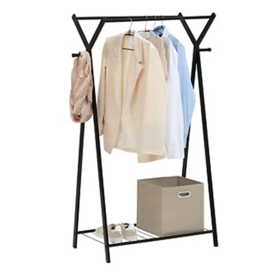 5Five Kledingrek met dubbele stang - rvs - zwart - 98x42x145 cm