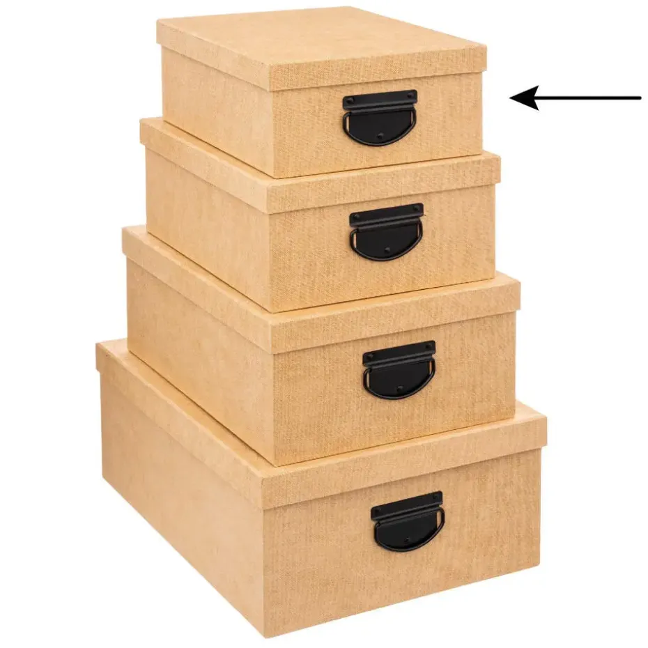 5Five Opbergdoos/box - goudgeel - L28xB22xH11 cm - Stevig karton