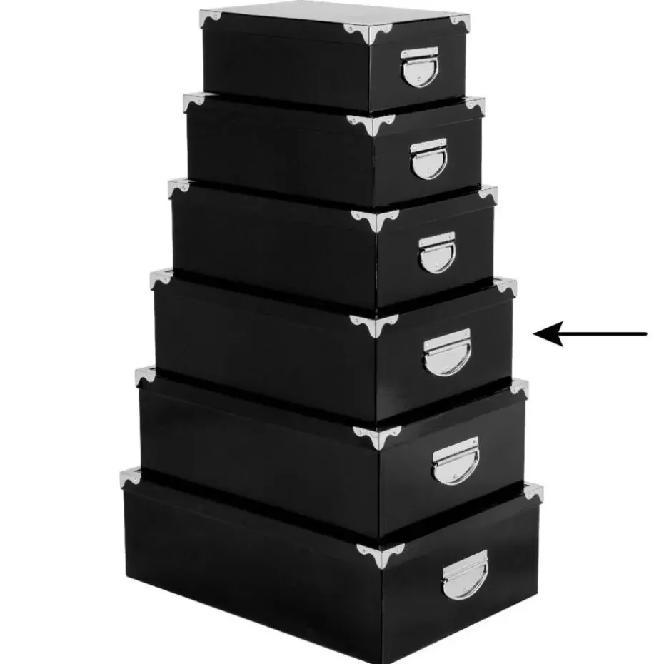 5Five Opbergdoos/box - zwart - L40 x B26.5 x H14 cm - Karton