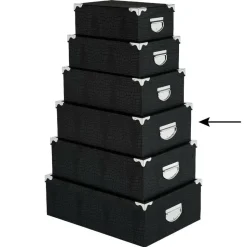 5Five Opbergdoos/box - zwart - L40 x B26.5 x H14 cm - karton