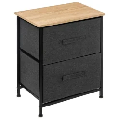 5Five Opbergkast - 2x mand - 42x30x51cm - hout/stof donkergrijs