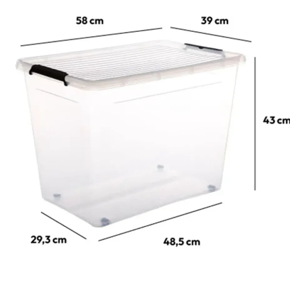 5Five Opbergkist met deksel - Clip Box - 80L - 58x39x43 cm