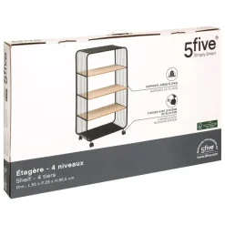 5Five Opbergrekje 4 laags met planken - metaal - 55 x 28 x 96 cm
