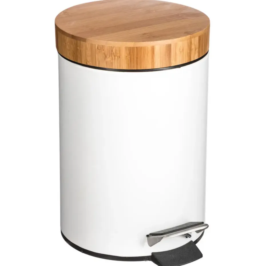 5Five Pedaalemmer - wit - metaal - 3 L - 25 cm - prullenbak