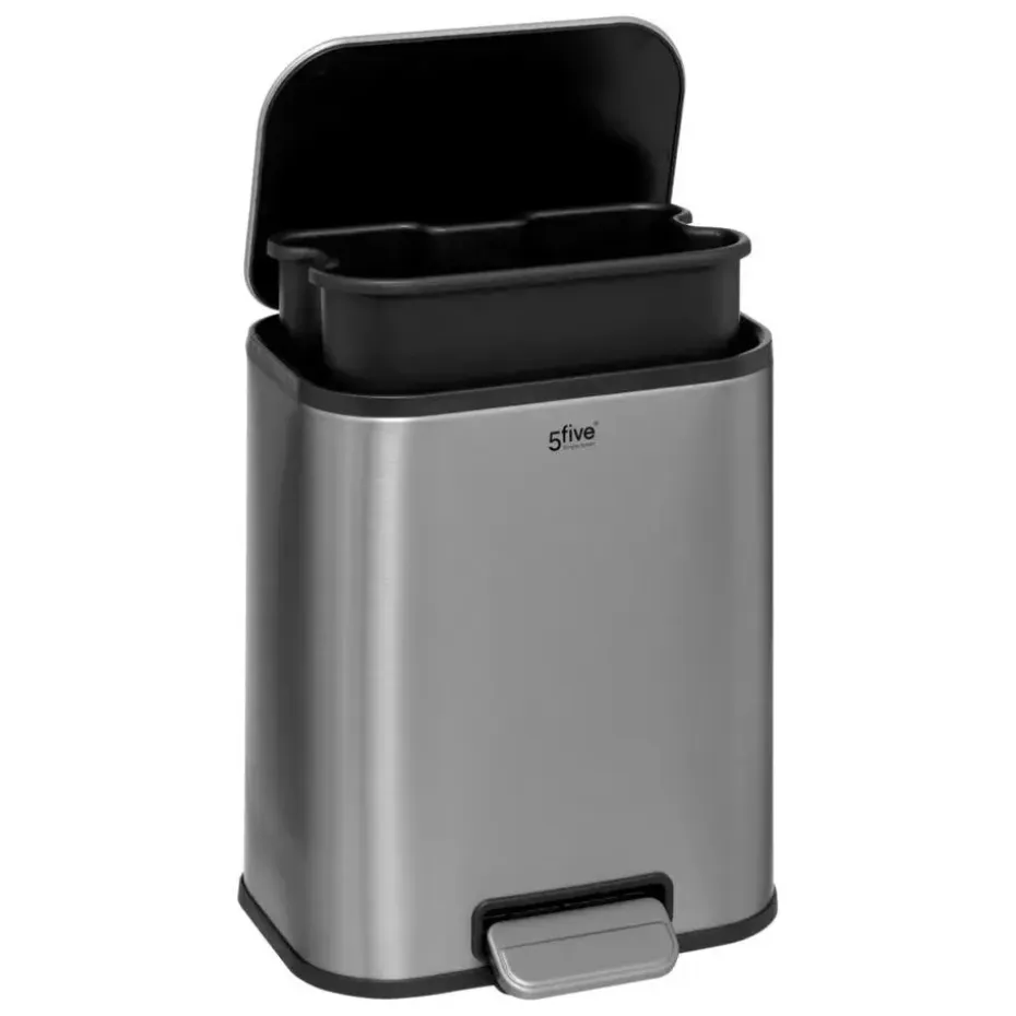 5Five Pedaalemmer Norvik - zilver - rvs - 5L - 24 x 20 x 28 cm