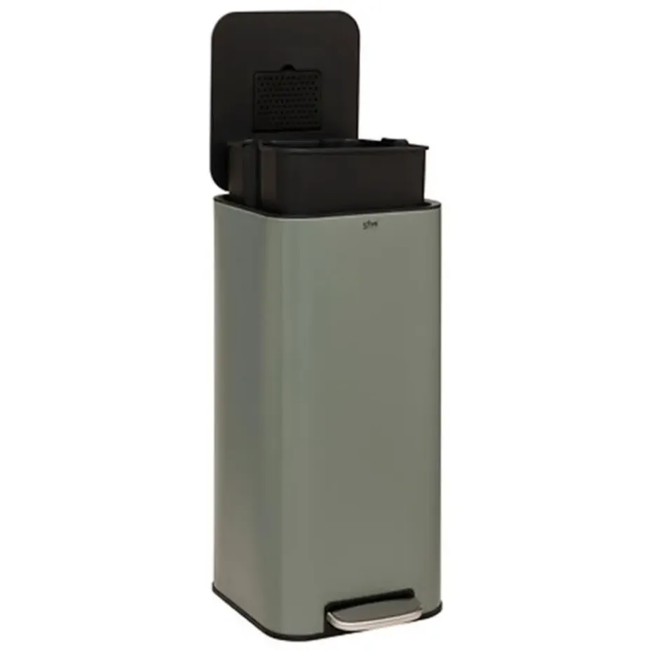 5Five Prullenbak/pedaalemmer - groen - metaal - 30 liter
