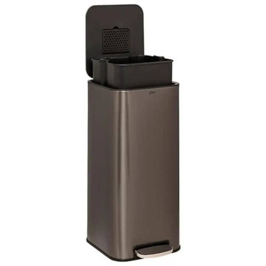 5Five Prullenbak/pedaalemmer - titanium - metaal - 30 liter