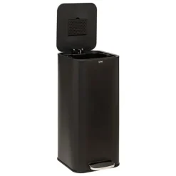 5Five Prullenbak/pedaalemmer - zwart - metaal - 30 liter