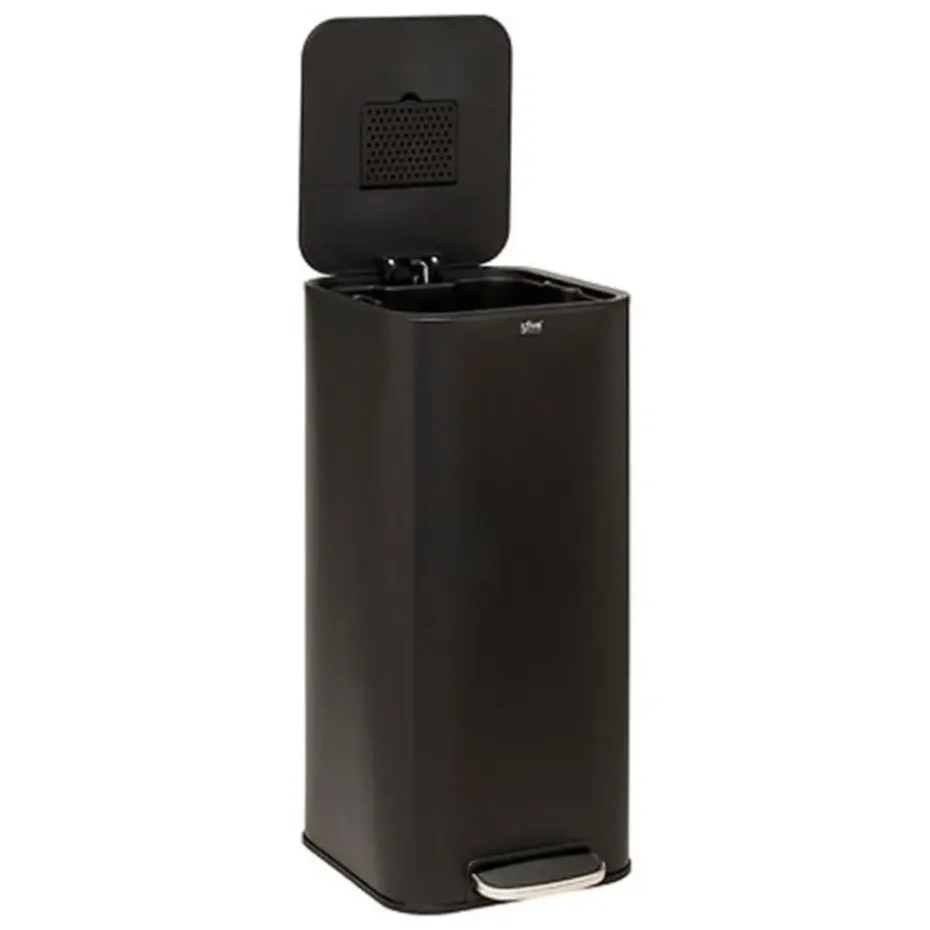5Five Prullenbak/pedaalemmer - zwart - metaal - 30 liter