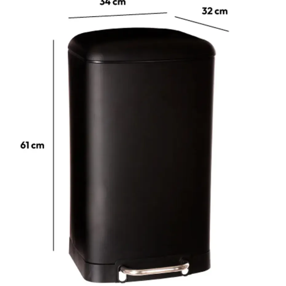 5Five Prullenbak/pedaalemmer - zwart - metaal - 30L - 34 x 61 cm