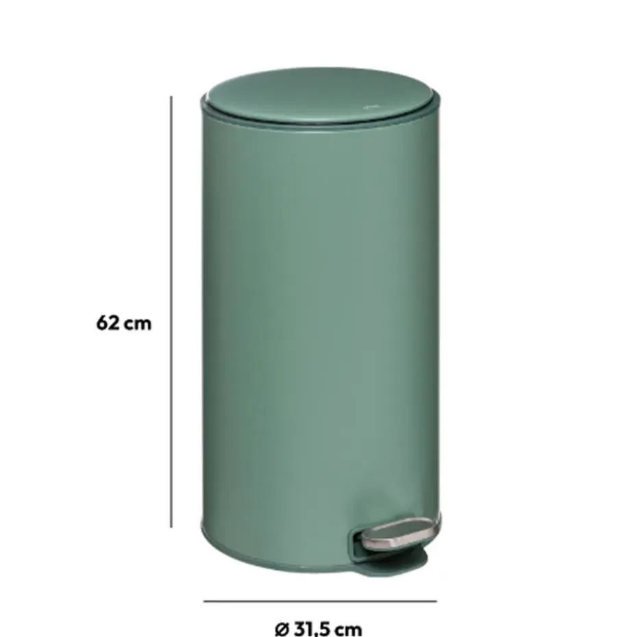 5Five Prullenbak/pedaalemmer - groen - metaal - 30 liter - 62 cm