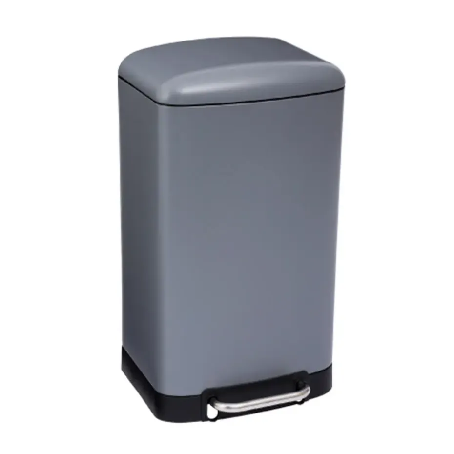 5Five Prullenbak/pedaalemmer - grijs - metaal - 30 liter - 34 x 61 cm