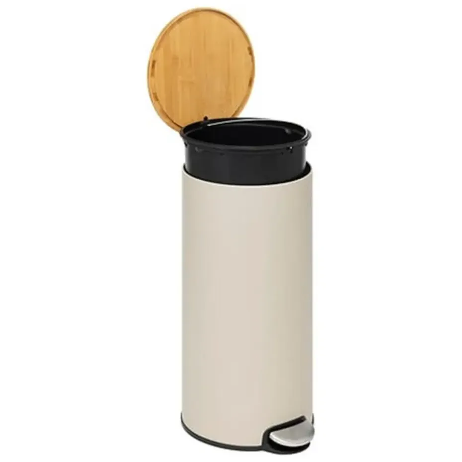 5Five Prullenbak/pedaalemmer Bamboe - beige - 30L - 38x29x60 cm