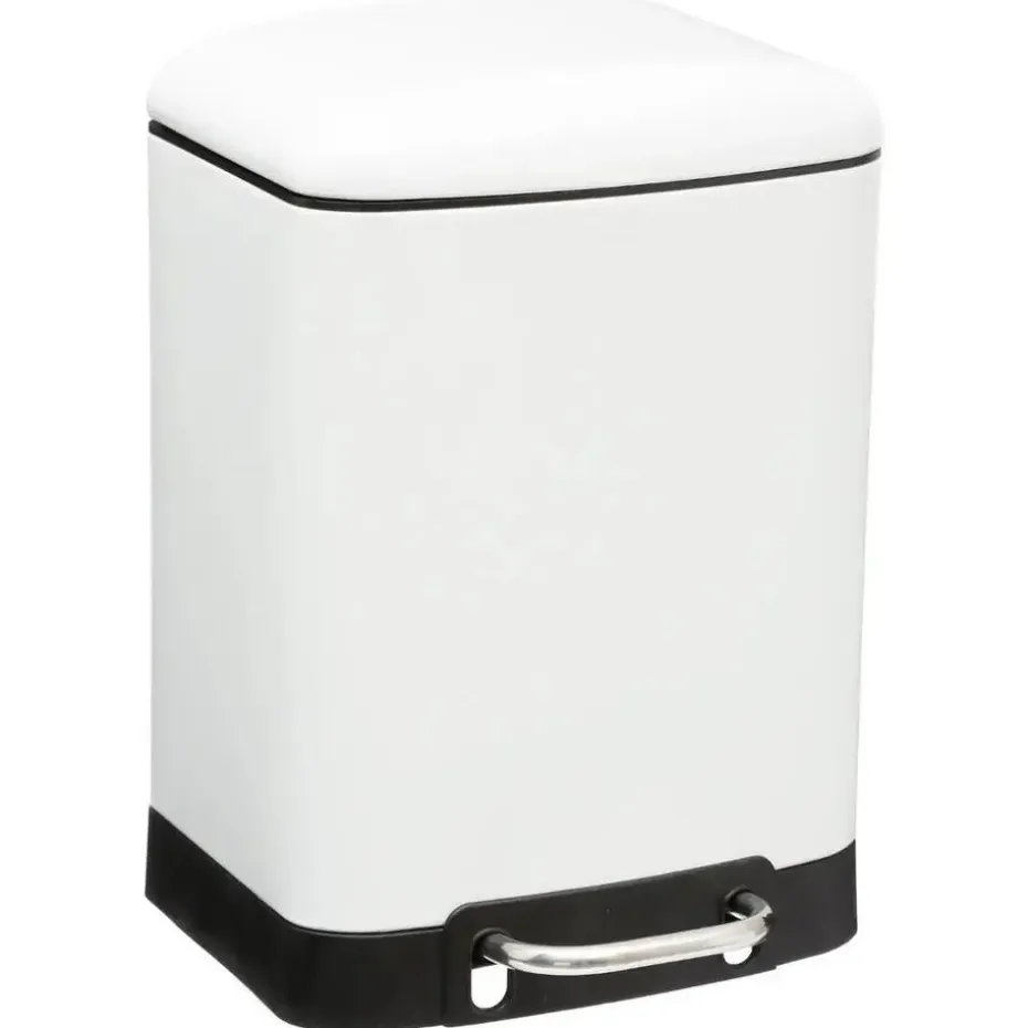 5Five Prullenbak/pedaalemmer - wit - metaal - 6 liter - 23 x 32 cm