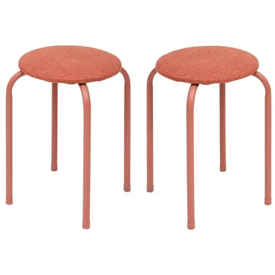 5Five Stapelbaar zit krukje - metaal/polyester - roze