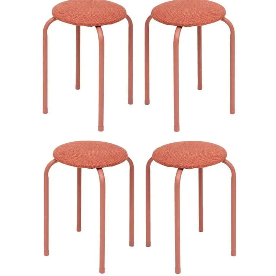 5Five Stapelbaar zit krukje - metaal/polyester - roze