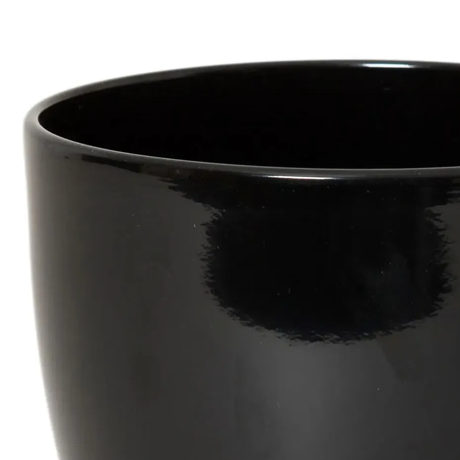 Floran Bloempot/plantenpot Boule - zwart - keramiek - 25 x 22 cm