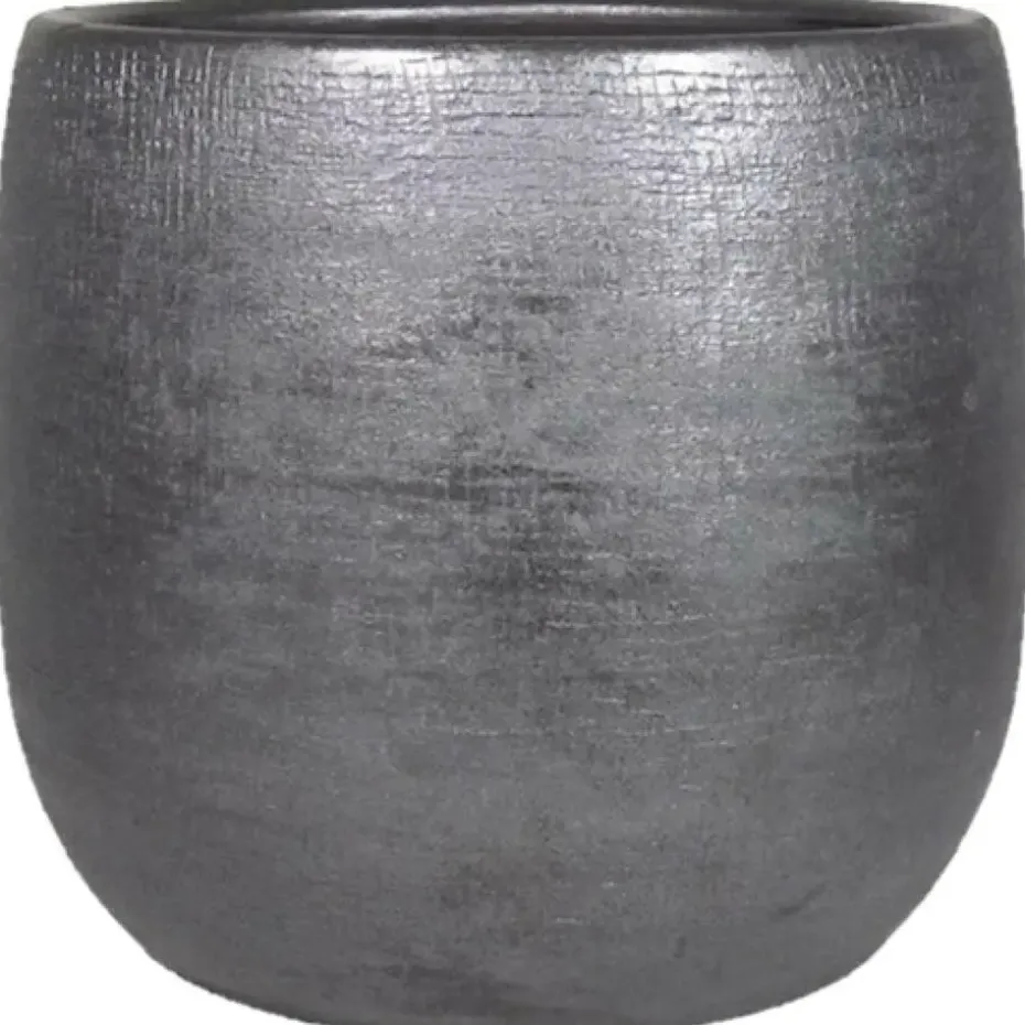 Floran Plantenpot Mira - keramiek - zwart - 18 x 16 cm