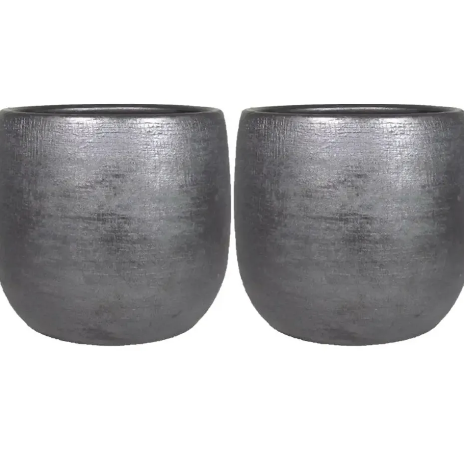 Floran Plantenpot Mira - keramiek - zwart - 18 x 16 cm