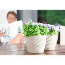 Form Plastic Plantenpot - kunststof - ivoor wit - D13 x H12 cm