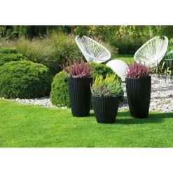Form Plastic Plantenpot/bloempot - kunststof - zwart - 30 x 48 cm