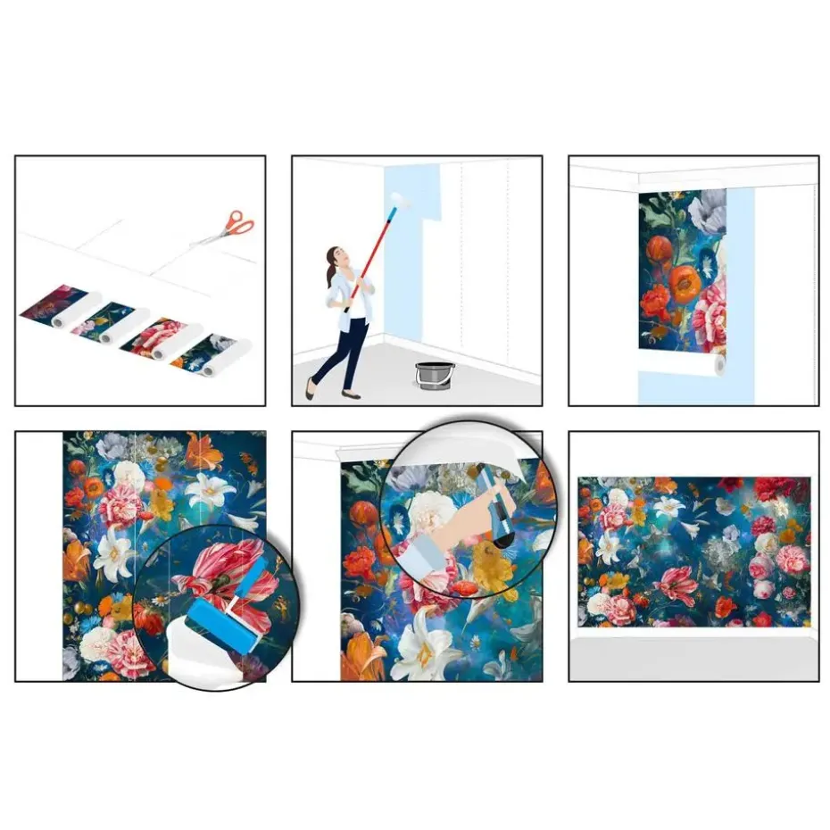 Fotobehang Bloemenwereld - 260 x 384cm - Blauw
