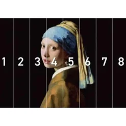 Fotobehang Vermeer Meisje met de parel - 260 x 384cm - Zwart