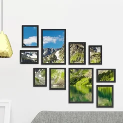 Fotowand met Collage van 10 Fotolijsten - Multi Fotokaders in MDF, Zwart