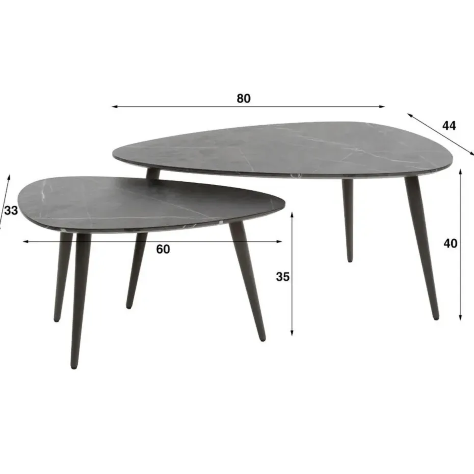 Fraaai - Connie salontafel set van 2 peer vorm - zwart/bruin