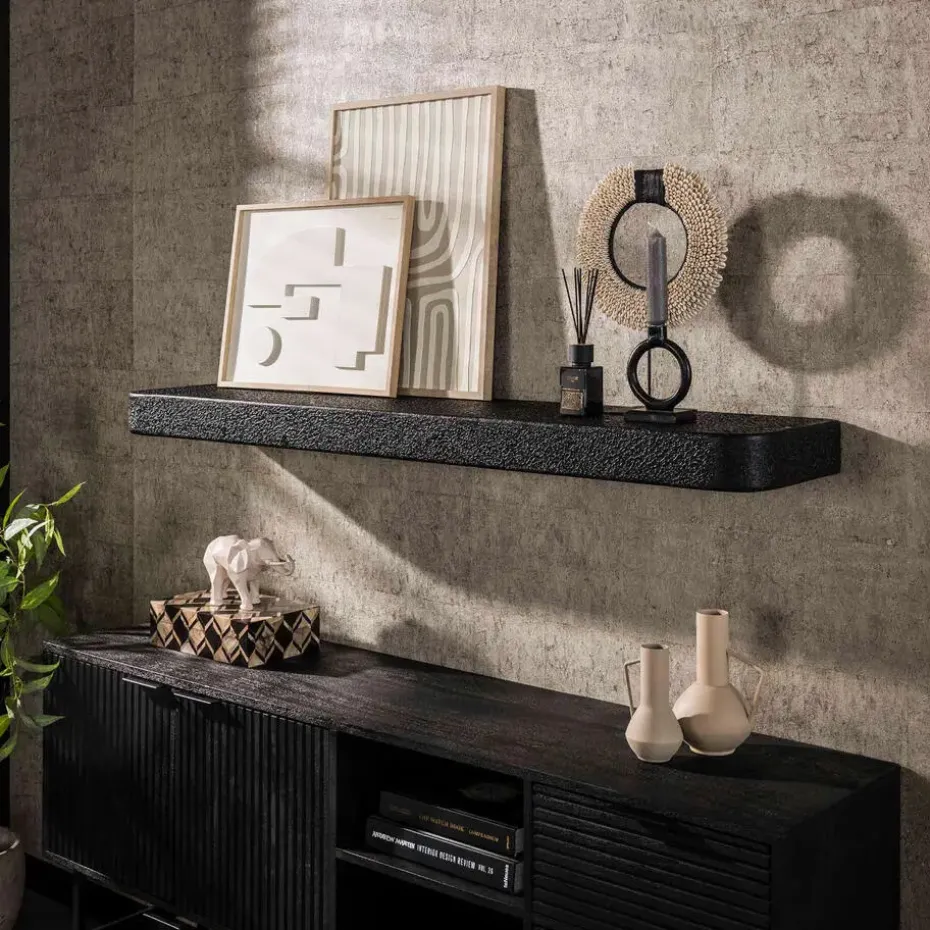 Fraaai - Sani wandplank - 150 cm - metallic - zwart