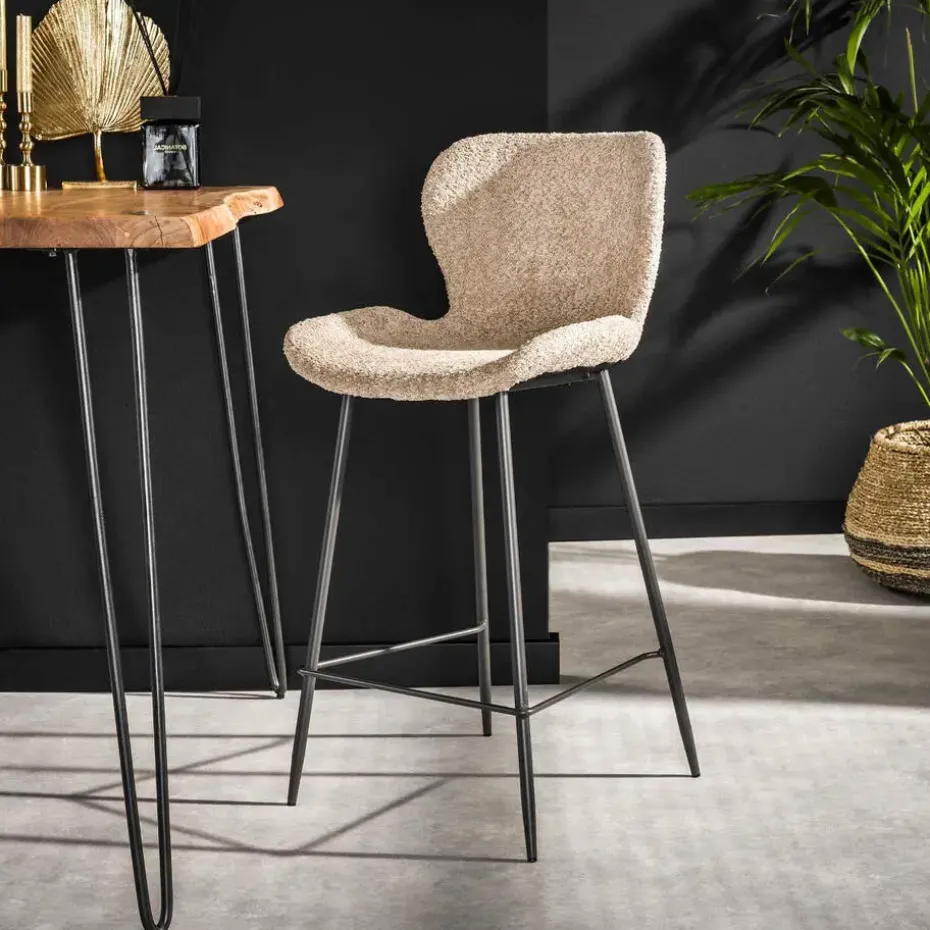 Fraaai - Verona barstoel - 67 cm - boucle - zand