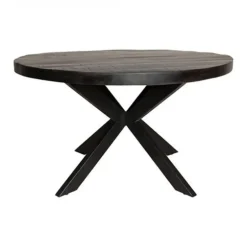 Furndea Eettafel Morada industrieel rond mango hout zwart 150x150x76cm