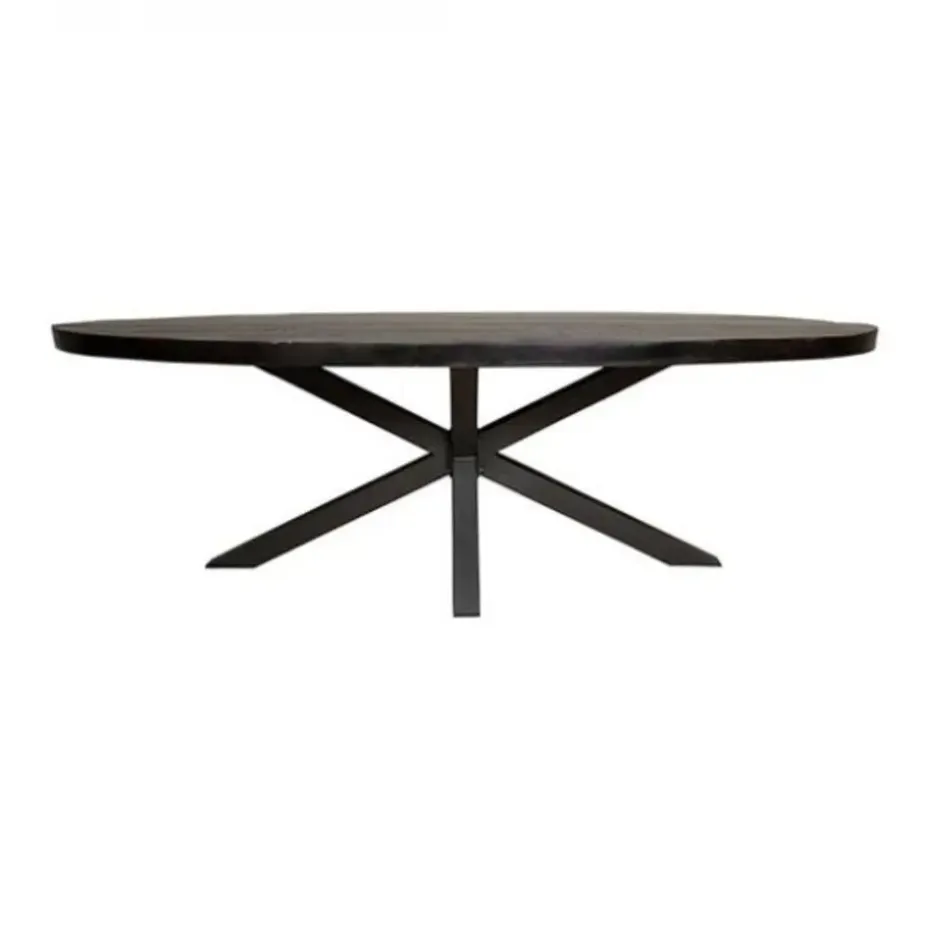 Furndea Eettafel Morada industrieel ovaal mangohout zwart 160x90x76cm