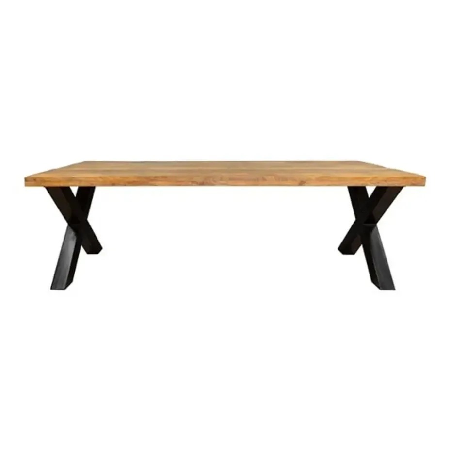 Furndea Morada eettafel industrieel rechthoek X poot mangohout - 76x100x200 cm