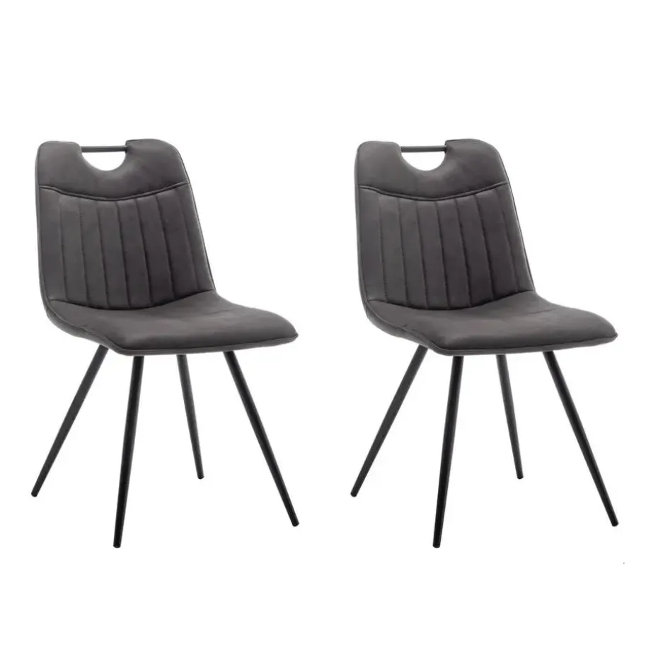 Furnihaus Eetkamerstoel Leon Microvezel Antraciet Set van 2