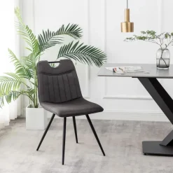 Furnihaus Eetkamerstoel Leon Microvezel Antraciet Set van 2